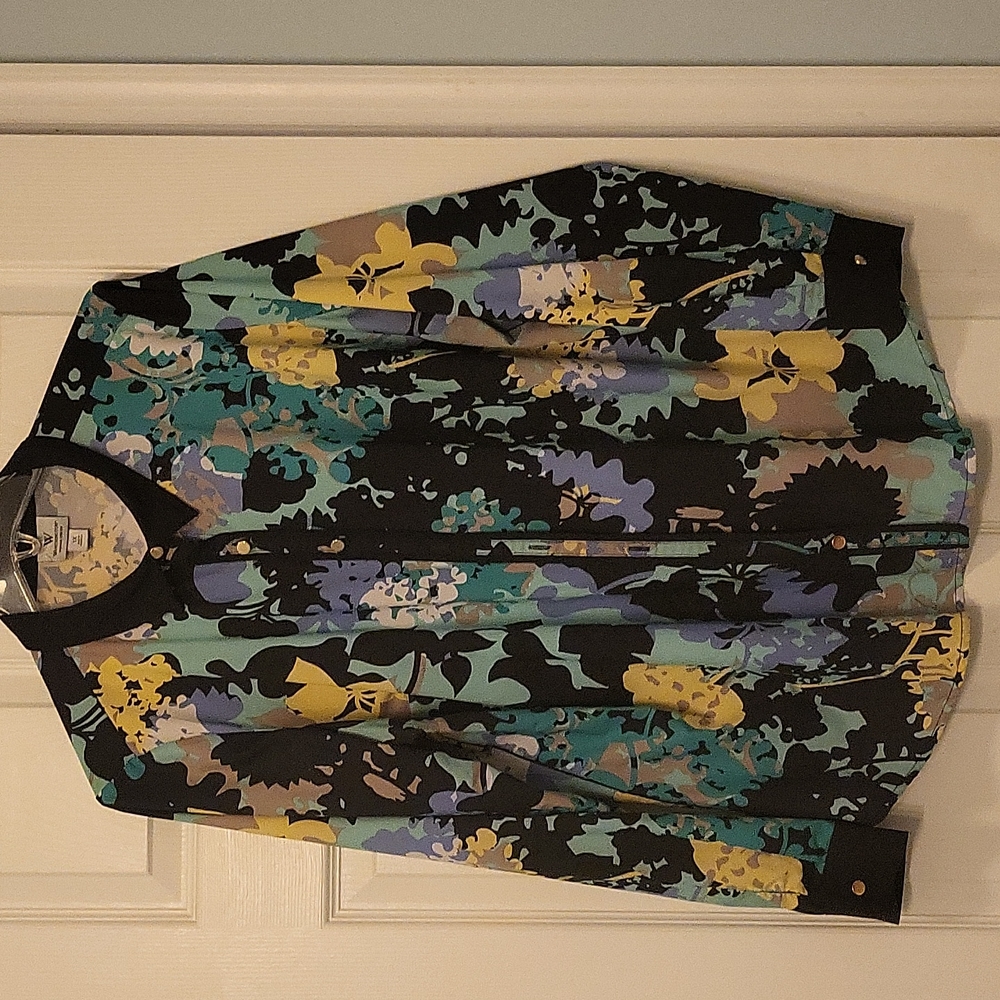 Woman's Size 1X Blouse Mult Print/Floral